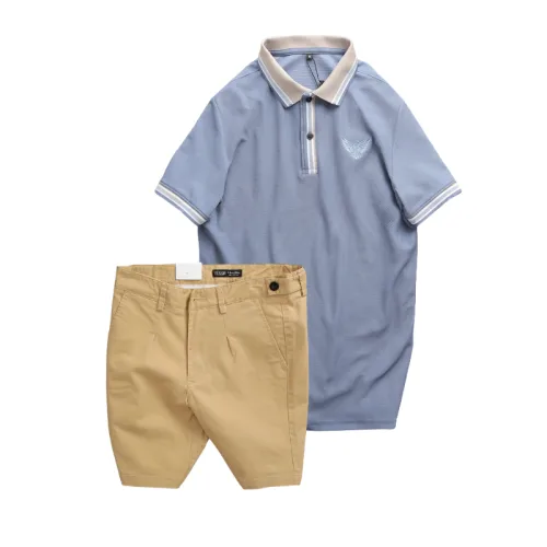 Set Bộ Nam - Áo Thun Nam Polo Cổ Bẻ Thêu Logo Đại Bàng Và Áo Thun Nam Polo Cổ Bẻ Thêu Logo Đại Bàng