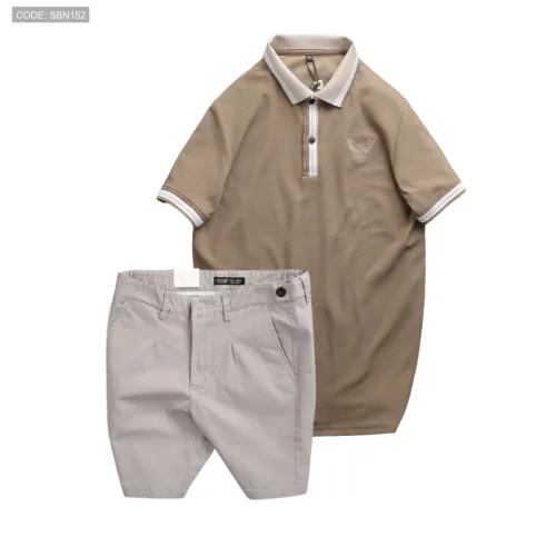 Set Bộ Nam - Áo Thun Nam Polo Cổ Bẻ Thêu Logo Đại Bàng Và Áo Thun Nam Polo Cổ Bẻ Thêu Logo Đại Bàng