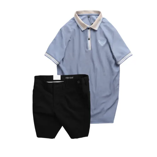 Set Bộ Nam - Áo Thun Nam Polo Cổ Bẻ Thêu Logo Đại Bàng Và Áo Thun Nam Polo Cổ Bẻ Thêu Logo Đại Bàng