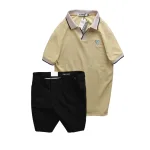 Set Bộ Nam - Áo Thun Nam Polo Cổ Bẻ Thêu Logo Hình Tam Giác Và Quần Short Kaki Co Giãn Phối Nút Cao Cấp (Có Size 36)
