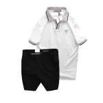 Set Bộ Nam - Áo Thun Nam Polo Cổ Bẻ Thêu Logo Hình Tam Giác Và Quần Short Kaki Co Giãn Phối Nút Cao Cấp (Có Size 36)