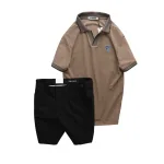 Set Bộ Nam - Áo Thun Nam Polo Cổ Bẻ Thêu Logo Hình Tam Giác Và Quần Short Kaki Co Giãn Phối Nút Cao Cấp (Có Size 36)