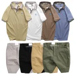 Set Bộ Nam - Áo Thun Nam Polo Cổ Bẻ Thêu Logo Hình Tam Giác Và Quần Short Kaki Co Giãn Phối Nút Cao Cấp (Có Size 36)