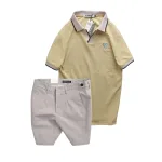 Set Bộ Nam - Áo Thun Nam Polo Cổ Bẻ Thêu Logo Hình Tam Giác Và Quần Short Kaki Co Giãn Phối Nút Cao Cấp (Có Size 36)