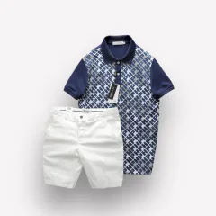 Set Bộ Nam Áo Thun Polo Cổ Bẻ Pack Hourse In Chữ HP Phối Quần Short Kaki Rurumen Cao Cấp