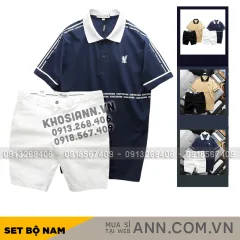 Set Bộ Nam Áo Thun Polo In Logo Trước Ngực + Quần Short Kaki Nam Cao Cấp (Có Size 3X)