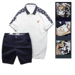 Set Bộ Nam Áo Thun Polo Logo Trước Ngực & Phối Họa Tiết Chữ G & Quần Short Kaki Bền Đẹp Có Big Size