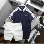 Set Bộ Nam Áo Thun Polo Logo Trước Ngực & Phối Họa Tiết Chữ G & Quần Short Kaki Bền Đẹp Có Big Size