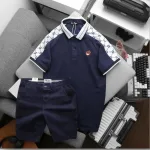 Set Bộ Nam Áo Thun Polo Logo Trước Ngực & Phối Họa Tiết Chữ G & Quần Short Kaki Bền Đẹp Có Big Size