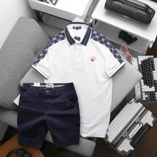 Set Bộ Nam Áo Thun Polo Logo Trước Ngực & Phối Họa Tiết Chữ G & Quần Short Kaki Bền Đẹp Có Big Size