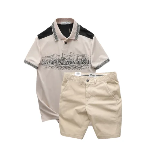 Set Bộ Nam Áo Thun Polo Pack Horse Họa Tiết Ngôi Làng Cổ Điển Quần Short Kaki Cao Cấp (Có Size 3x)