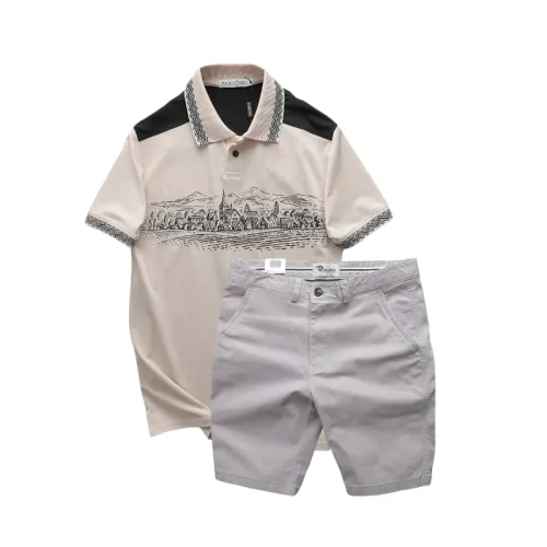 Set Bộ Nam Áo Thun Polo Pack Horse Họa Tiết Ngôi Làng Cổ Điển Quần Short Kaki Cao Cấp (Có Size 3x)