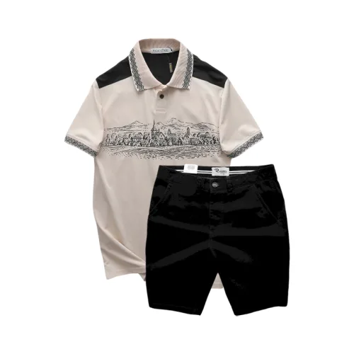 Set Bộ Nam Áo Thun Polo Pack Horse Họa Tiết Ngôi Làng Cổ Điển Quần Short Kaki Cao Cấp (Có Size 3x)