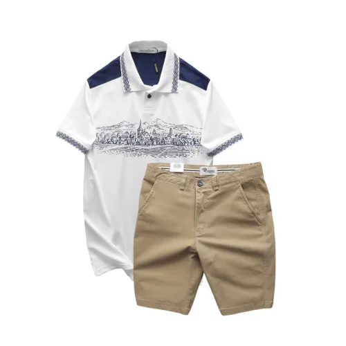 Set Bộ Nam Áo Thun Polo Pack Horse Họa Tiết Ngôi Làng Cổ Điển Quần Short Kaki Cao Cấp (Có Size 3x)