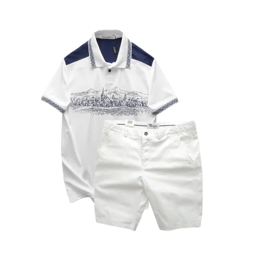 Set Bộ Nam Áo Thun Polo Pack Horse Họa Tiết Ngôi Làng Cổ Điển Quần Short Kaki Cao Cấp (Có Size 3x)