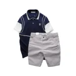 Set Bộ Nam Áo Thun Polo Pack Horse Logo Thêu Nổi In Chữ Trinity + Quần Short Kaki Cao Cấp