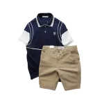 Set Bộ Nam Áo Thun Polo Pack Horse Logo Thêu Nổi In Chữ Trinity + Quần Short Kaki Cao Cấp