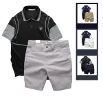 Set Bộ Nam Áo Thun Polo Pack Horse Logo Thêu Nổi In Chữ Trinity + Quần Short Kaki Cao Cấp