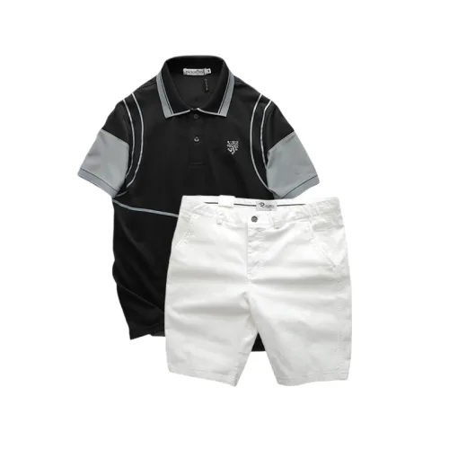 Set Bộ Nam Áo Thun Polo Pack Horse Logo Thêu Nổi In Chữ Trinity + Quần Short Kaki Cao Cấp