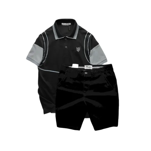 Set Bộ Nam Áo Thun Polo Pack Horse Logo Thêu Nổi In Chữ Trinity + Quần Short Kaki Cao Cấp