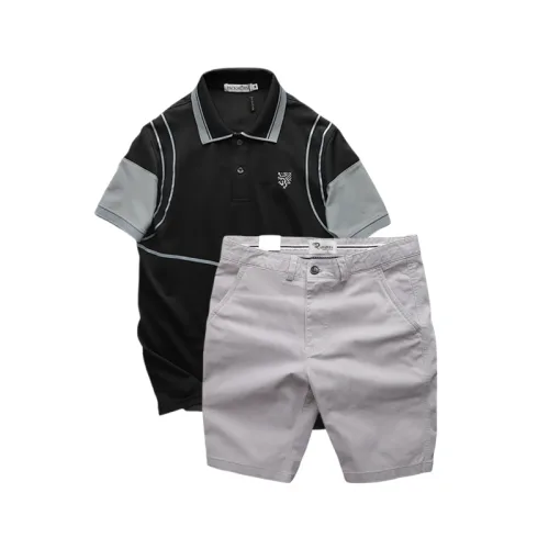 Set Bộ Nam Áo Thun Polo Pack Horse Logo Thêu Nổi In Chữ Trinity + Quần Short Kaki Cao Cấp