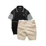Set Bộ Nam Áo Thun Polo Pack Horse Logo Thêu Nổi In Chữ Trinity + Quần Short Kaki Cao Cấp