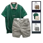 Set Bộ Nam Áo Thun Polo Pack Horse Thêu Nổi Chữ U.S.A + Quần Short Kaki Túi Hộp Cao Cấp