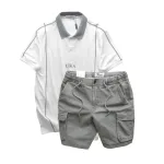 Set Bộ Nam Áo Thun Polo Pack Horse Thêu Nổi Chữ U.S.A + Quần Short Kaki Túi Hộp Cao Cấp