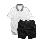 Set Bộ Nam Áo Thun Polo Pack Horse Thêu Nổi Chữ U.S.A + Quần Short Kaki Túi Hộp Cao Cấp