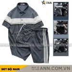 Set Bộ Nam Pack Horse Áo Thun Polo Sọc Ngang Quần Short Thể Thao