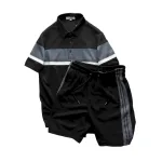 Set Bộ Nam Pack Horse Áo Thun Polo Sọc Ngang Quần Short Thể Thao