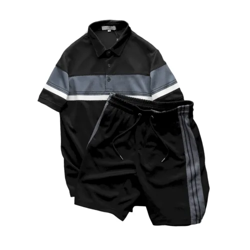 Set Bộ Nam Pack Horse Áo Thun Polo Sọc Ngang Quần Short Thể Thao