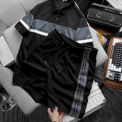Set Bộ Nam Pack Horse Áo Thun Polo Sọc Ngang Quần Short Thể Thao