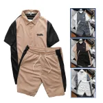 Set Bộ Nam Quần Short Áo Cổ Bẻ Thêu Logo Houston