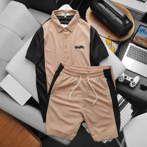 Set Bộ Nam Quần Short Áo Cổ Bẻ Thêu Logo Houston
