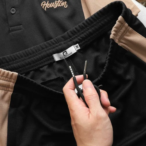 Set Bộ Nam Quần Short Áo Cổ Bẻ Thêu Logo Houston