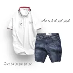 Set Bộ Nam Quần Short Jeans Phối Áo Thun Polo Cổ Bẻ Thêu Chữ Jasson