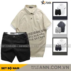 Set Bộ Nam Quần Short Kaki Hoạ Tiết Phối Áo Thun Polo Cổ Bẻ Thêu Logo Rubik