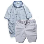Set Bộ Nam Quần Short Kaki Lưng Thun Phối Áo Thun Polo Nam Cổ Bẻ Hoạ Tiết