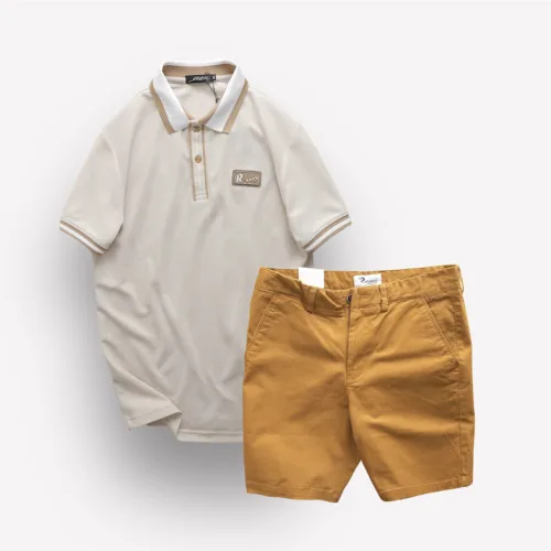 Set Bộ Nam Quần Short Kaki Phối Áo