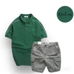 Set Bộ Nam Quần Short Kaki Túi Hộp Phối Áo Thun Cá Sấu Cổ Bẻ Viền Tay