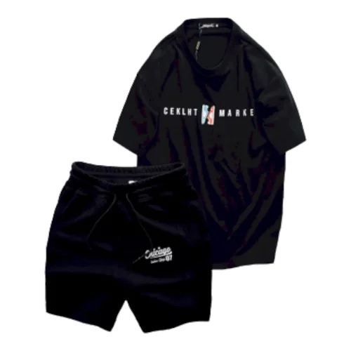 Set Bộ Nam Quần Short Thun Áo Cổ Tròn Ovesize In Chữ CEKLHT MARKET