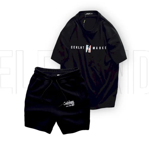 Set Bộ Nam Quần Short Thun Áo Cổ Tròn Ovesize In Chữ CEKLHT MARKET