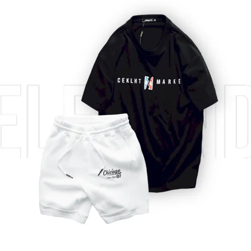 Set Bộ Nam Quần Short Thun Áo Cổ Tròn Ovesize In Chữ CEKLHT MARKET