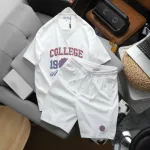 Set Bộ Nam - Quần Short Thun Nam Và Áo Thun Nam Cổ Tròn In Chữ College 1986 Trước Ngực (Size Từ M Đến XXL)