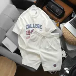 Set Bộ Nam - Quần Short Thun Nam Và Áo Thun Nam Cổ Tròn In Chữ College 1986 Trước Ngực (Size Từ M Đến XXL)