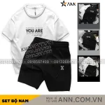 Set Bộ Nam Quần Short Thun Pack Horse Áo Thun Cổ Tròn In Chữ You Are Enough