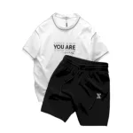 Set Bộ Nam Quần Short Thun Pack Horse Áo Thun Cổ Tròn In Chữ You Are Enough