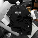 Set Bộ Nam Quần Short Thun Pack Horse Áo Thun Cổ Tròn In Chữ You Are Enough