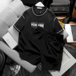 Set Bộ Nam Quần Short Thun Pack Horse Áo Thun Cổ Tròn In Chữ You Are Enough